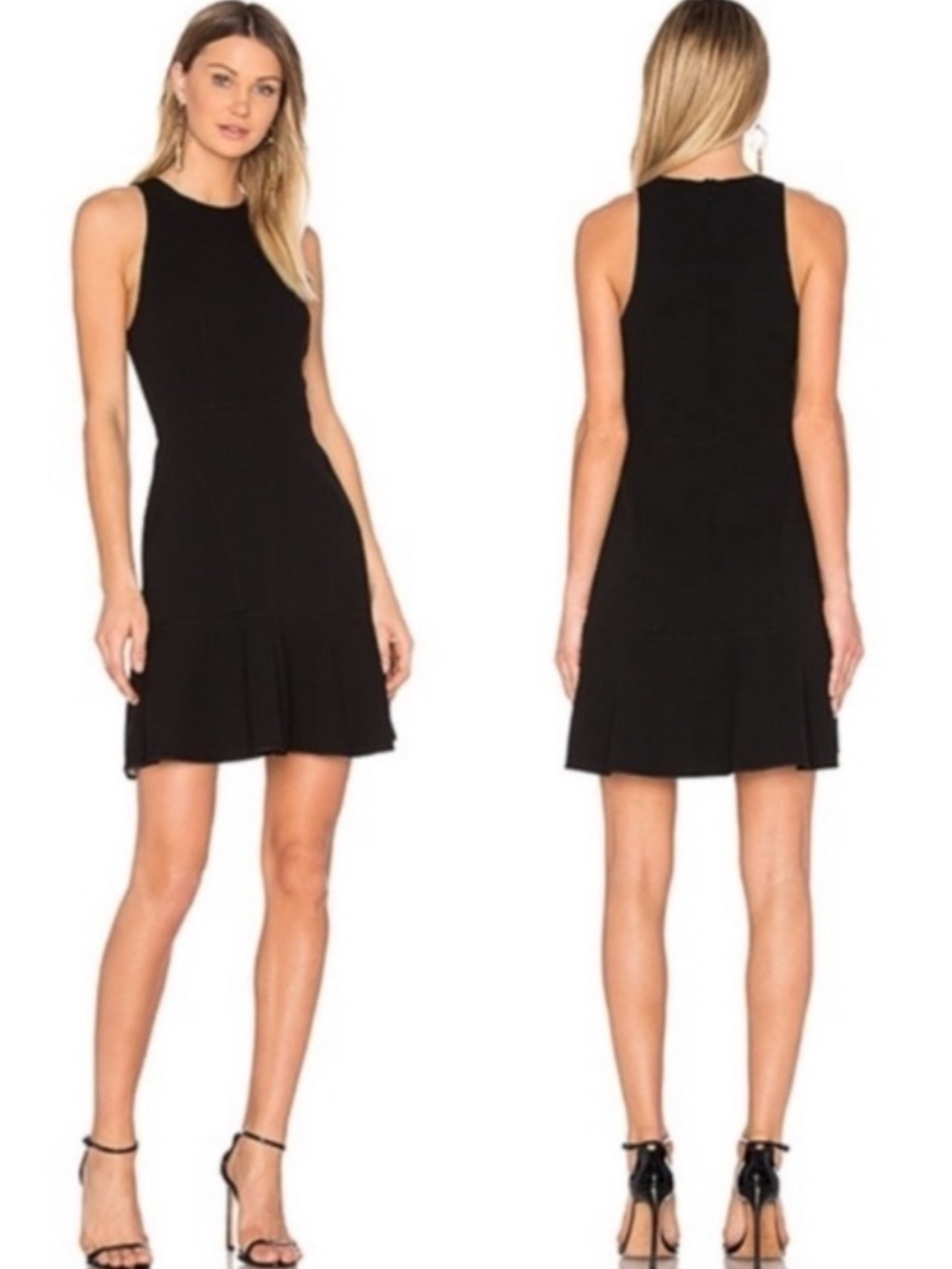 Theory Y2K Mini Dress Black Size 2 Bodice Sleek High Neck LBD Tiered‎ Flirty